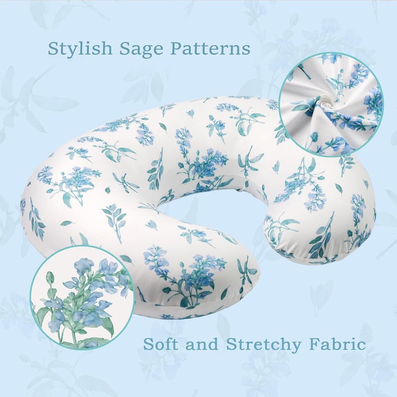 wirein Nursing Pillow Cover,Ultra-Soft Stretchy Removable Slipcover for Breastfeeding Pillows for Baby Boys Girls,Fits 22.5"x18" Pillows,Green Sage - Image 2